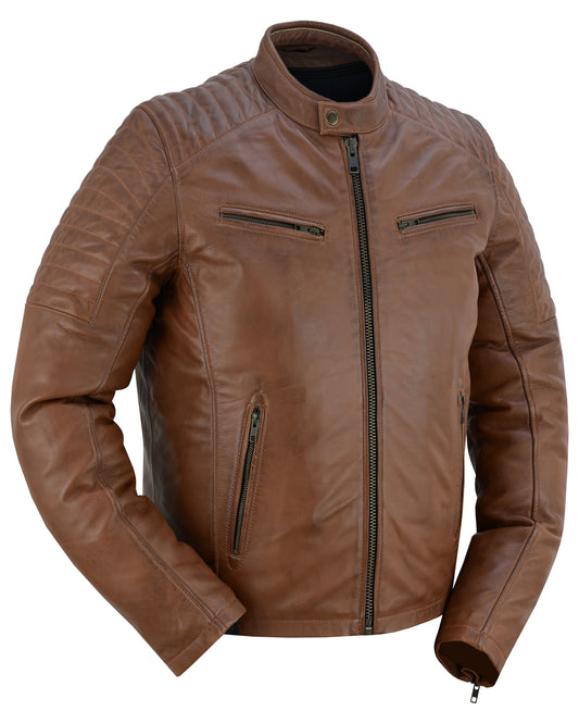 Copper Slayer Men's Sheepskin Leather Fashion Jacket with Snap Button