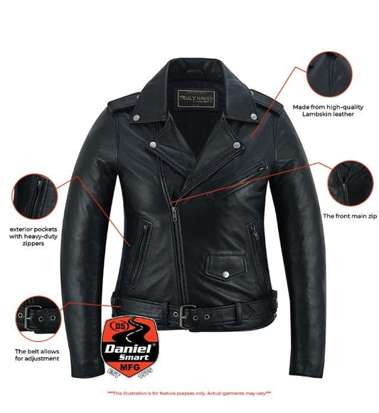 Night Shine Women's Black Fashion Leather Jacket