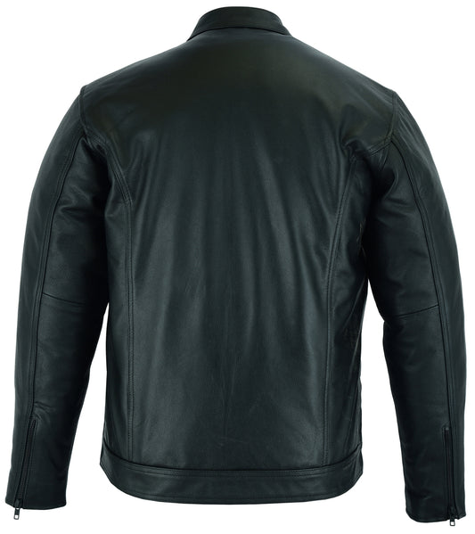 DS788 Men's Full Cut Leather Shirt with Zipper/Snap Front