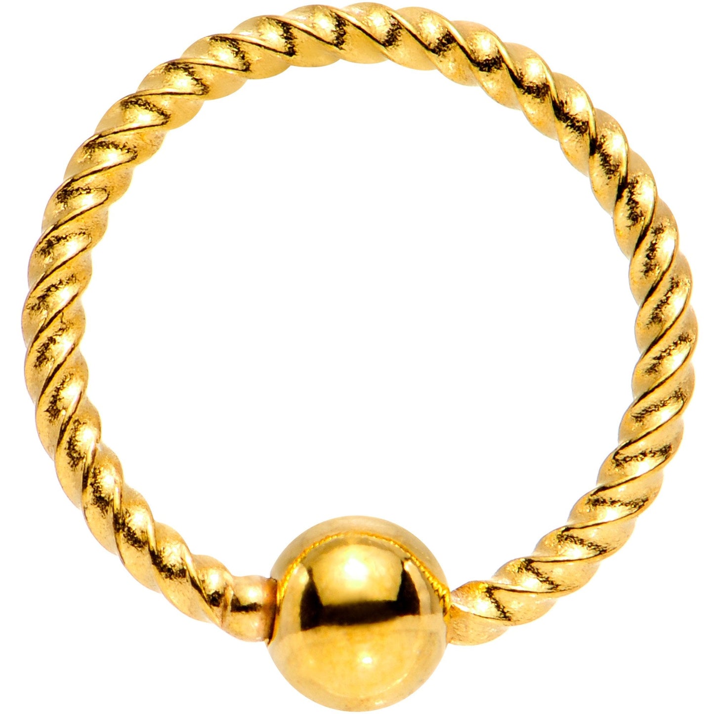 18G 5/16 Gold Tone Anodized So Twisted Captive Style Seamless Ring - BodyCandy - Flyclothing LLC