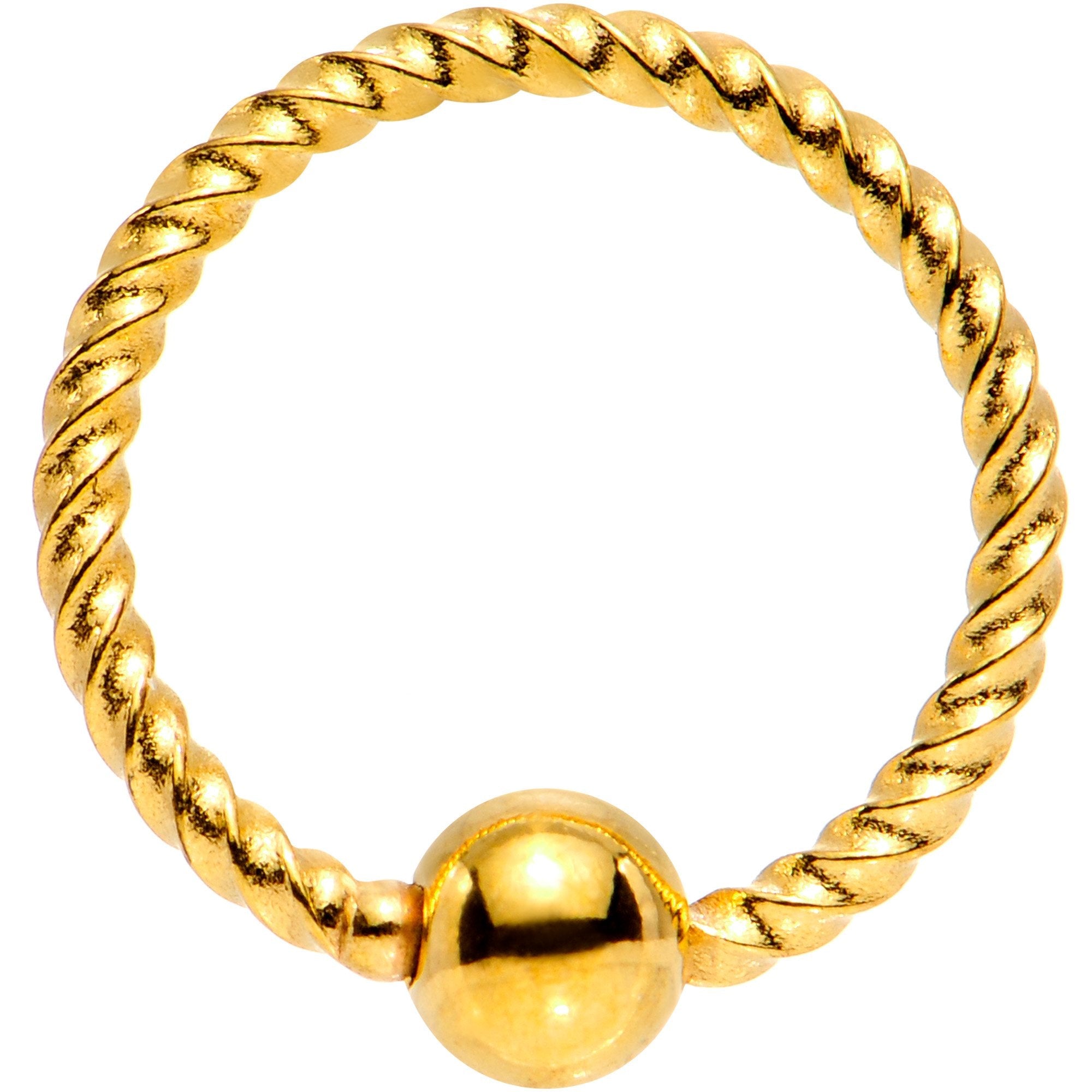 18G 5/16 Gold Tone Anodized So Twisted Captive Style Seamless Ring - BodyCandy - Flyclothing LLC