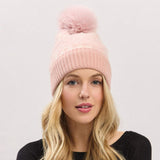 Paid Pattern Faux Fur Mixed Fleeced Pom Pom Winter Beanie Hat - Madeline Love - Flyclothing LLC