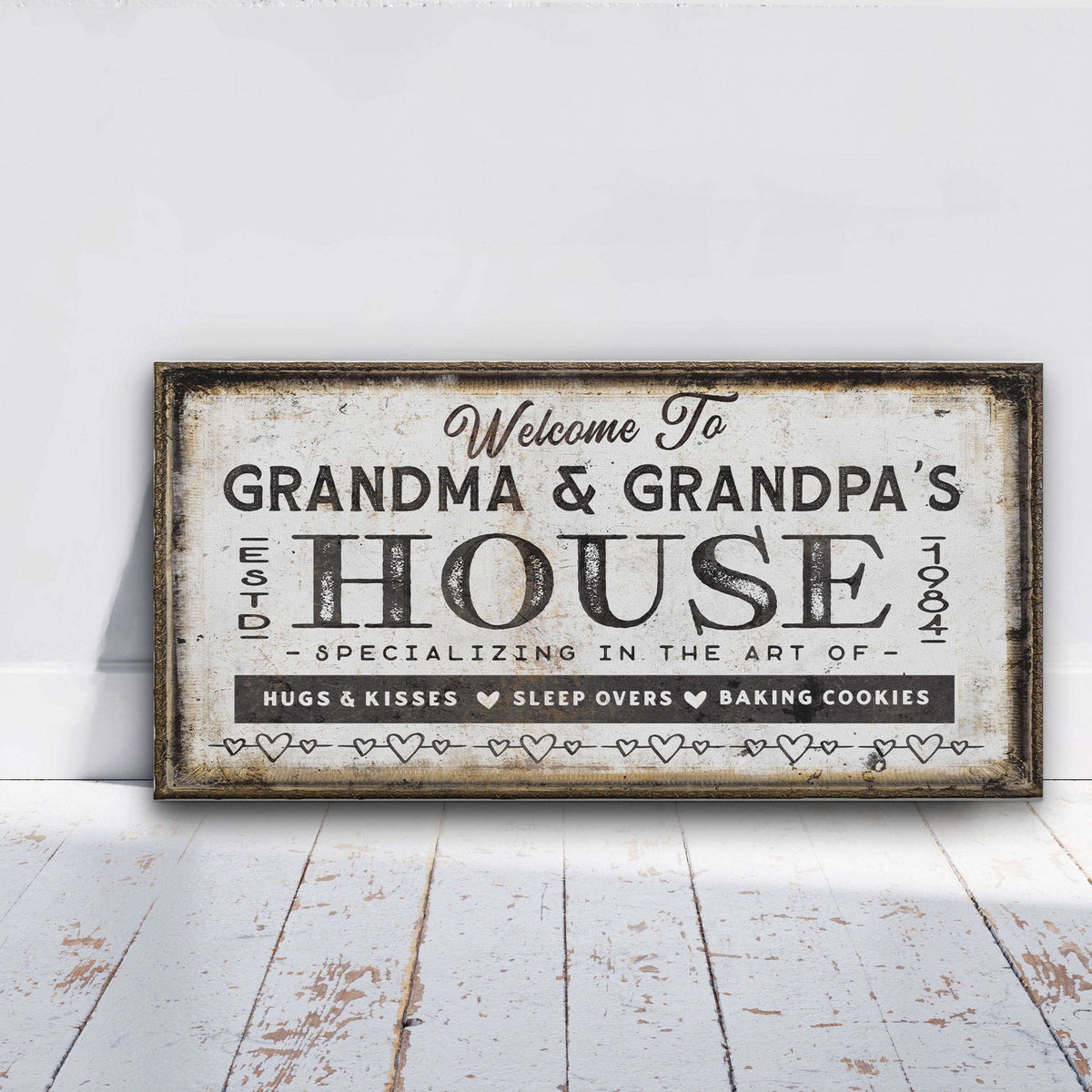 Grandma & Grandpas House Canvas Sign | Personalizable Grandparent Gift - Off The Square Designs - Flyclothing LLC