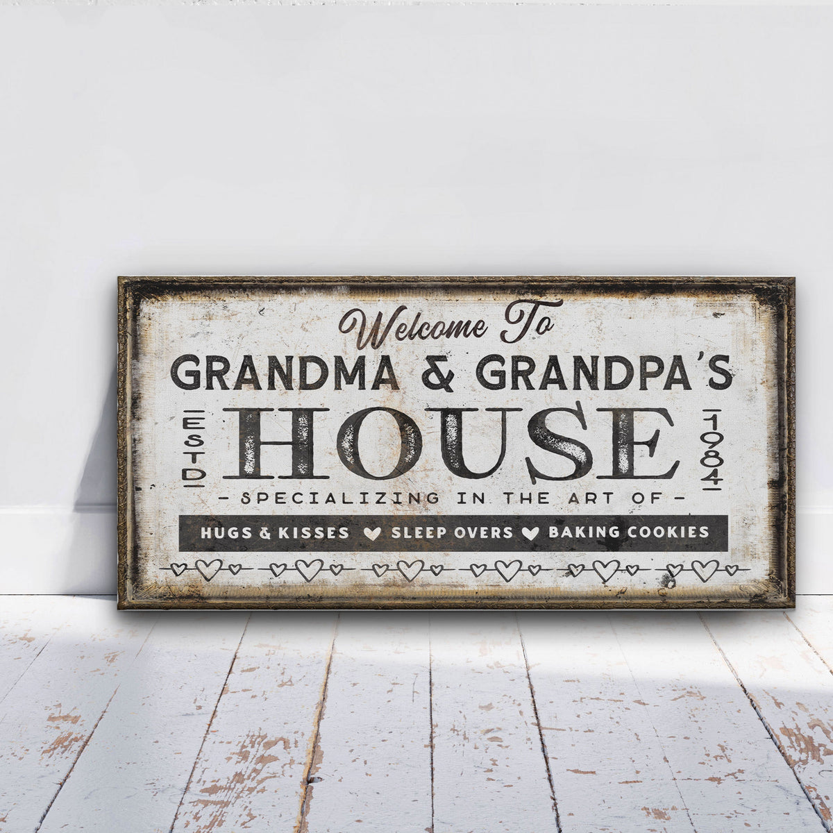 Grandma & Grandpas House Canvas Sign | Personalizable Grandparent Gift - Off The Square Designs - Flyclothing LLC