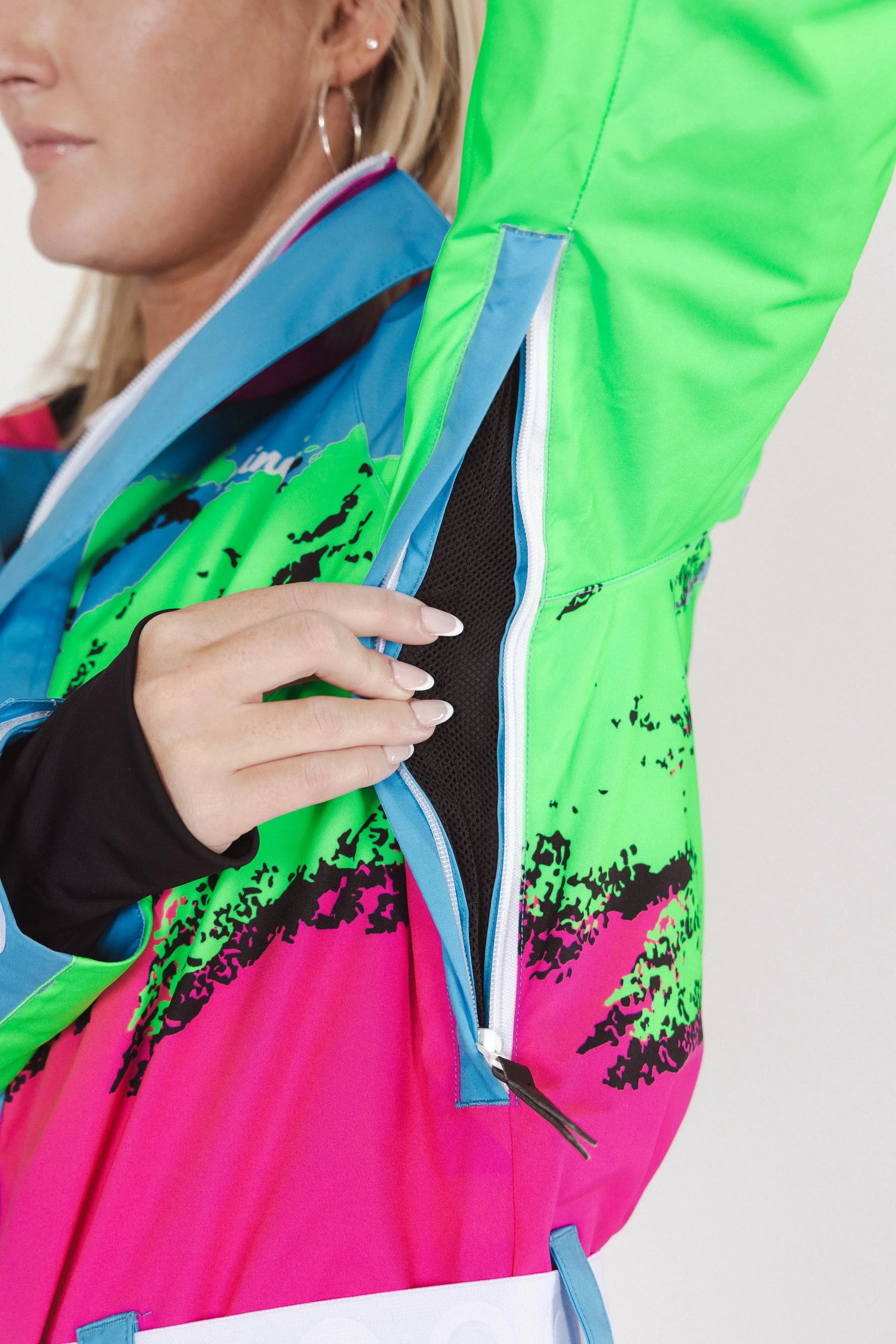 The Park Rat | Neon Spray Design Retro Women's One Piece Ski Suit - Shinesty - Flyclothing LLC