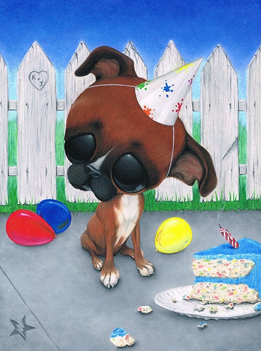 Black Market Art Company Party Time Dog Print