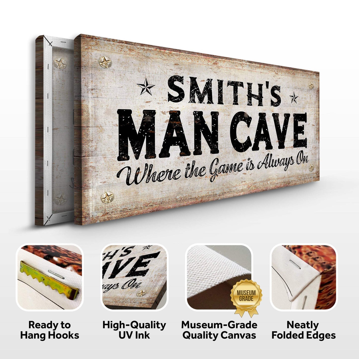 Where the Game is Always On Man Cave Sign - Tailored Canvases - Flyclothing LLC