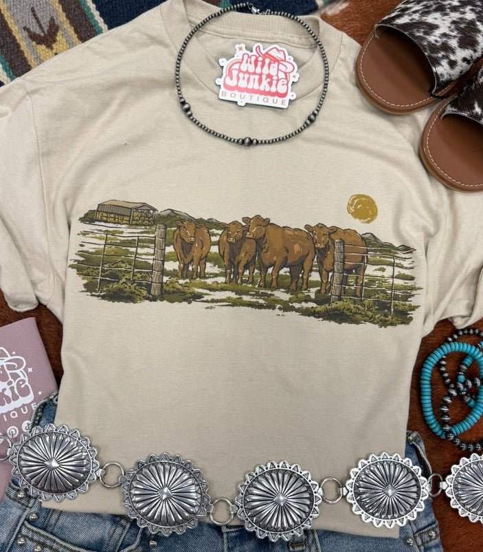 Pasture Red Cattle Graphic Tee