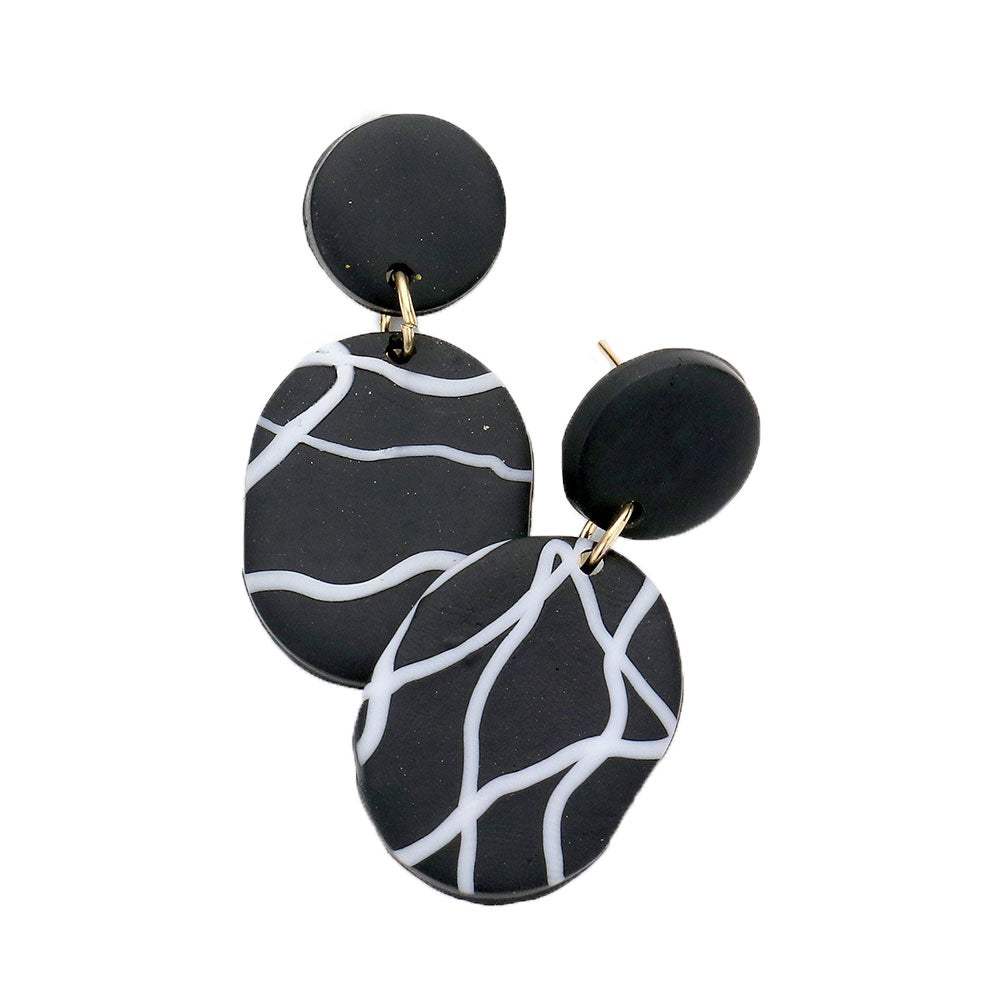 Patterned Oval Polymer Clay Dangle Earrings - Madeline Love - Flyclothing LLC
