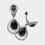 Pave trim glass crystal teardrop clip on earrings - Madeline Love - Flyclothing LLC