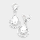 Pave trim glass crystal teardrop clip on earrings - Madeline Love - Flyclothing LLC