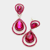Pave trim glass crystal teardrop clip on earrings - Madeline Love - Flyclothing LLC