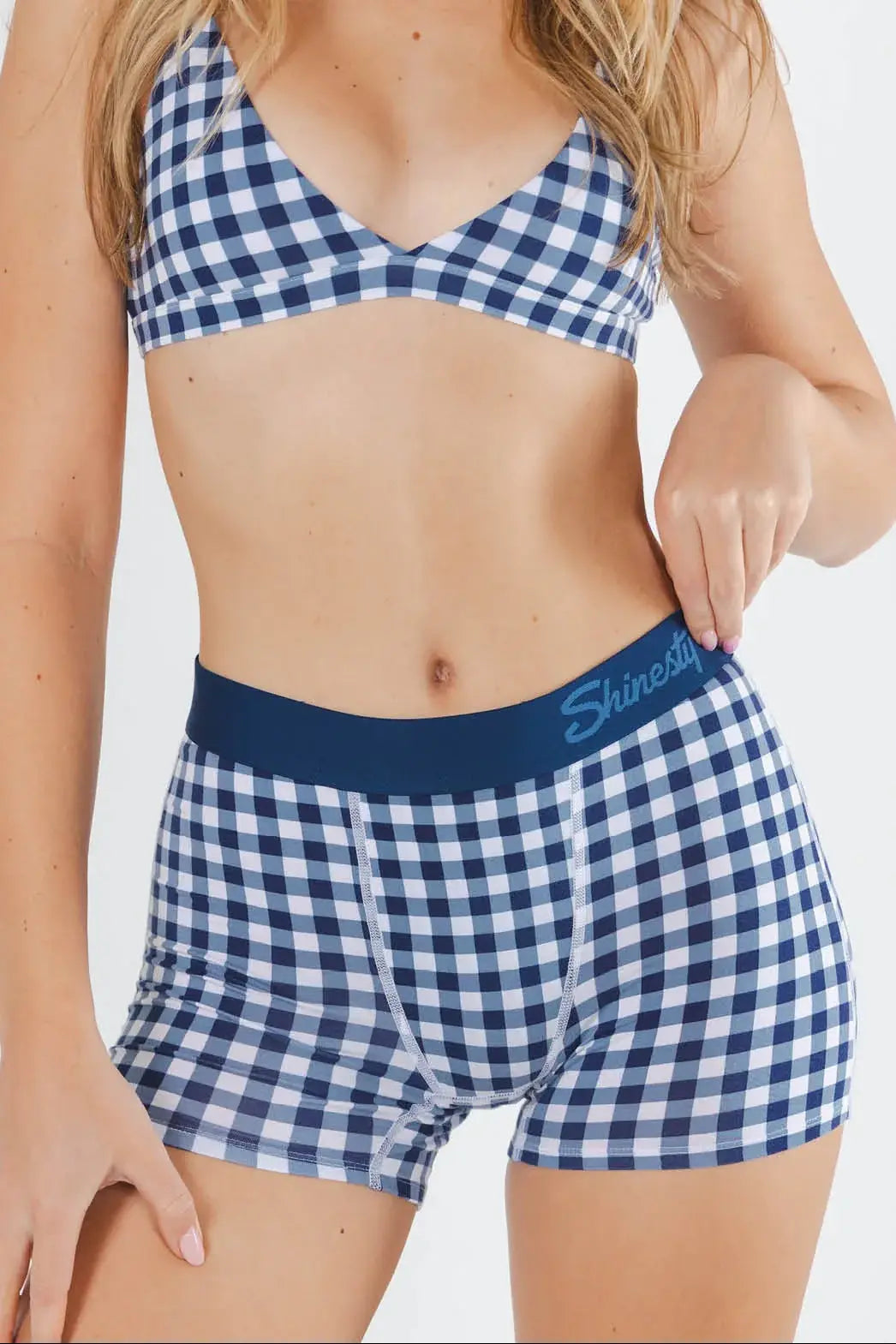 The Mad For Plaid | Navy Gingham Women’s Boxers - Shinesty - Flyclothing LLC