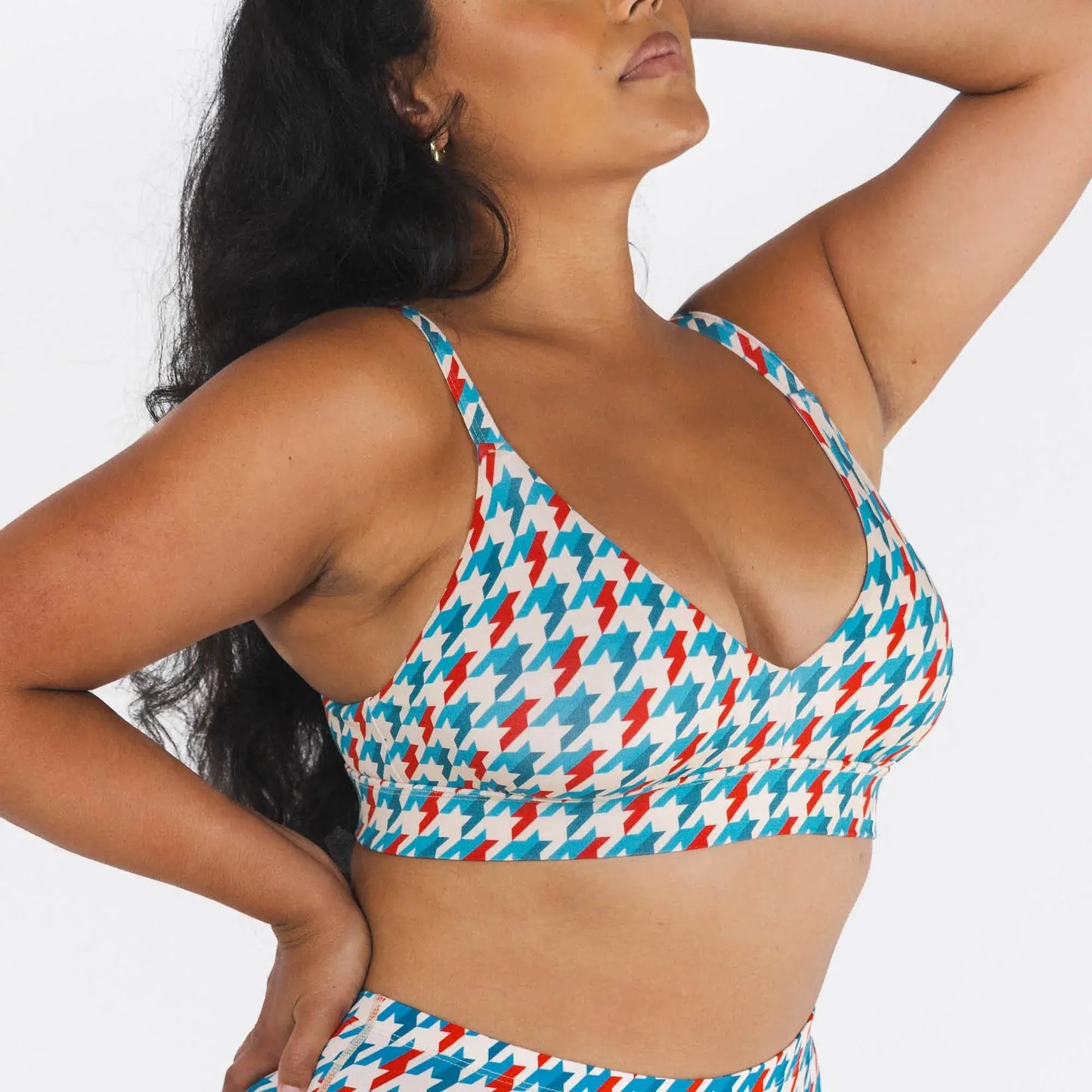 The Swanky | Retro Houndstooth Boob Hammock™ Plunge Bralette - Shinesty - Flyclothing LLC