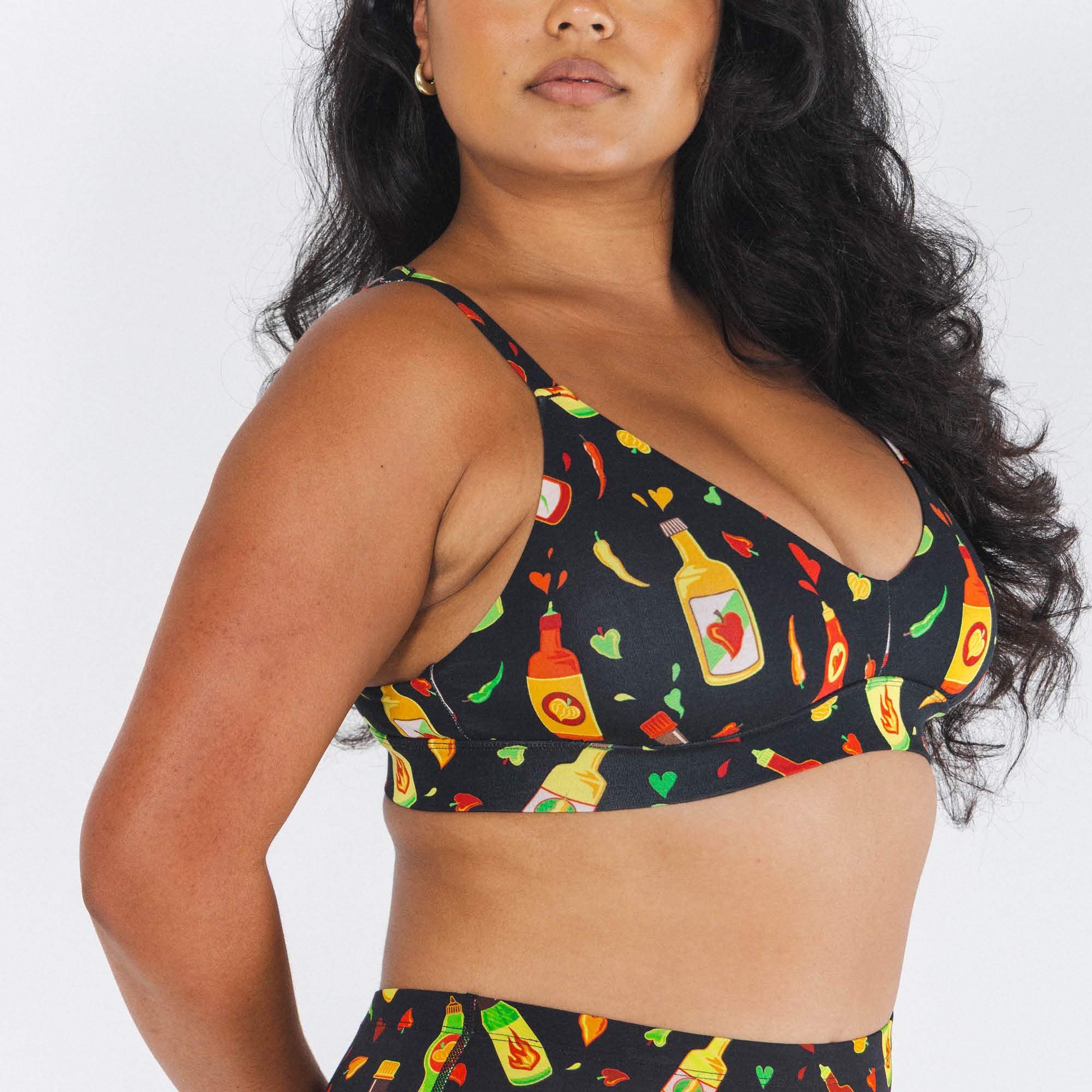 The Gotcha Sriracha | Hot Sauce Boob Hammock™ Plunge Bralette - Shinesty - Flyclothing LLC