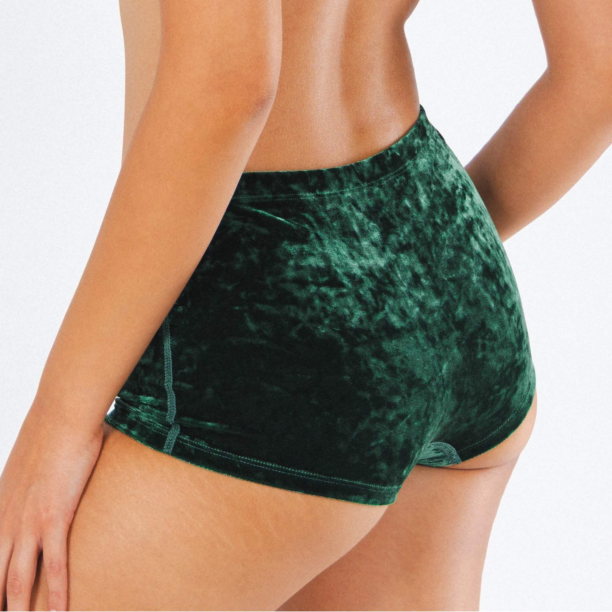 The Extravagance | Dark Green Velvet Boyshort Underwear - Shinesty - Flyclothing LLC