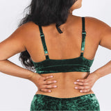 The Extravagance | Dark Green Velvet Plunge Bralette - Shinesty - Flyclothing LLC