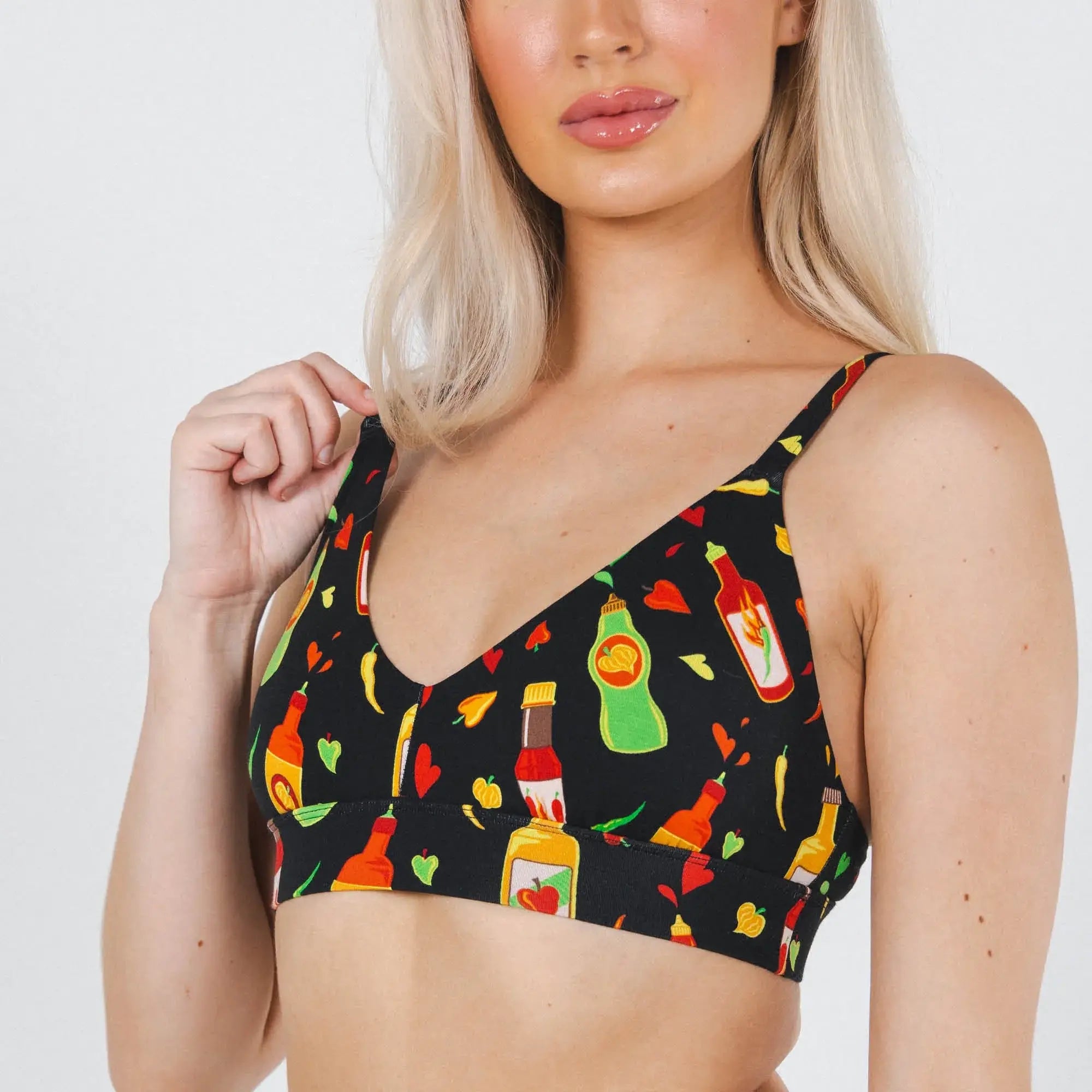 The Gotcha Sriracha | Hot Sauce Boob Hammock™ Plunge Bralette - Shinesty - Flyclothing LLC