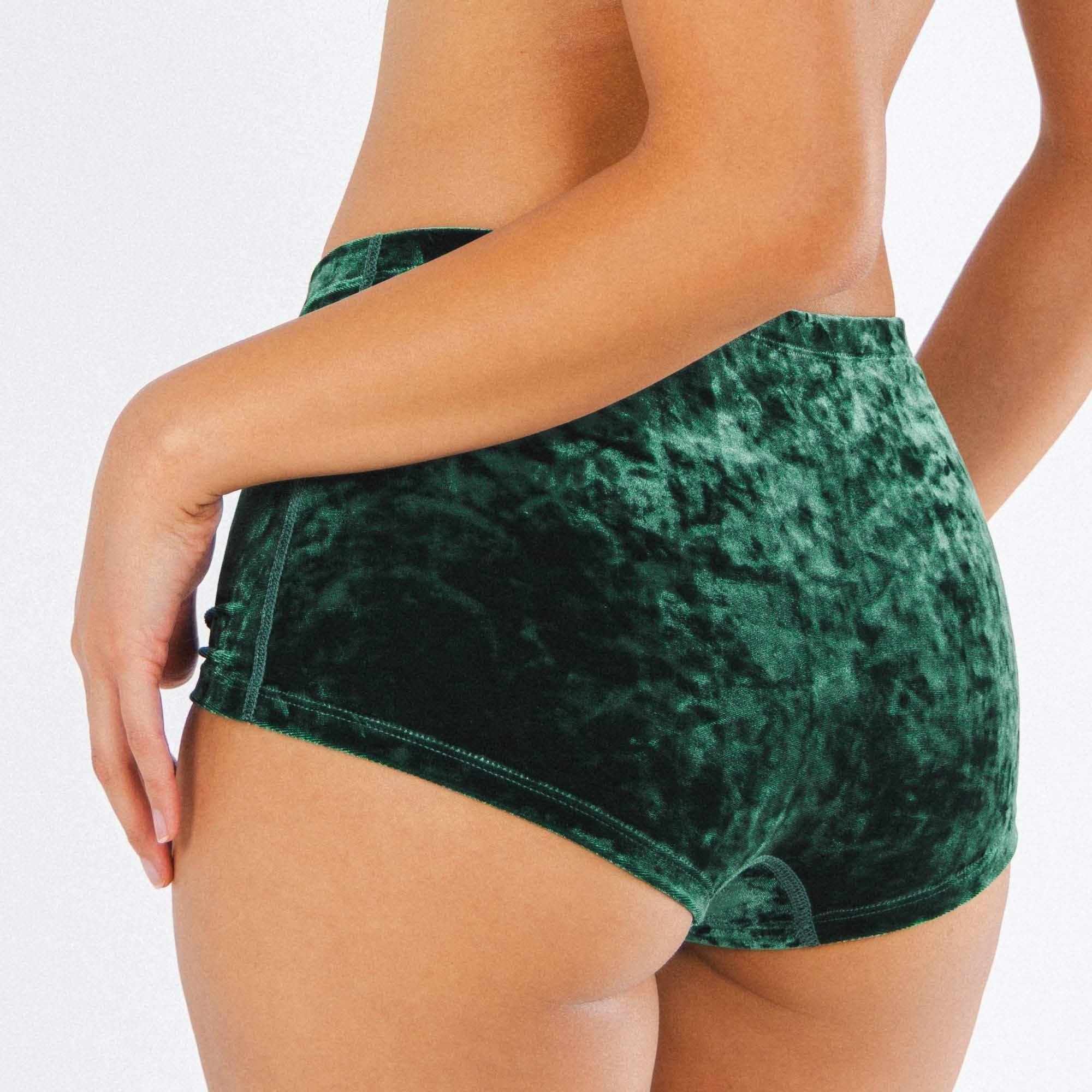 The Extravagance | Dark Green Velvet Boyshort Underwear - Shinesty - Flyclothing LLC