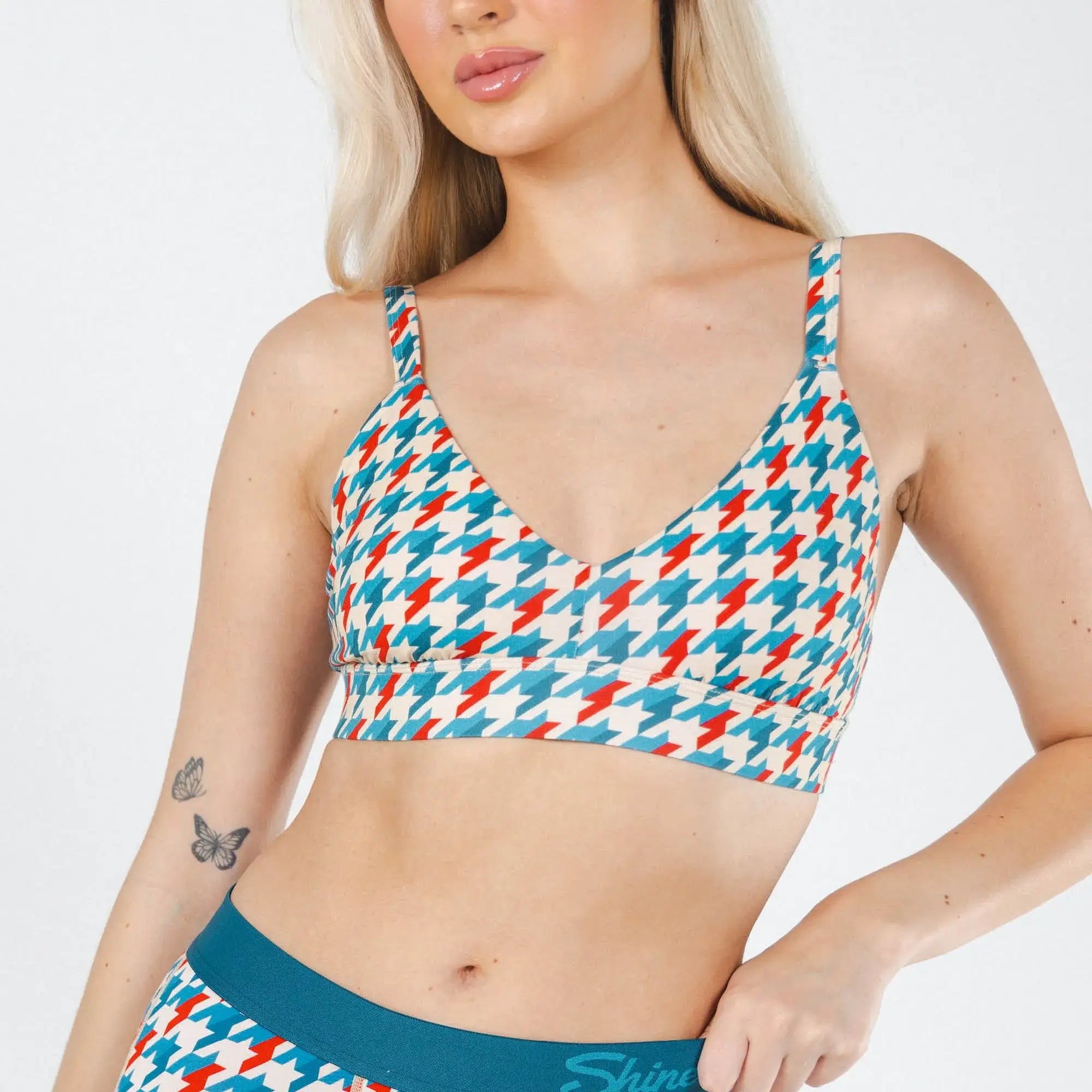 The Swanky | Retro Houndstooth Boob Hammock™ Plunge Bralette - Shinesty - Flyclothing LLC
