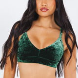 The Extravagance | Dark Green Velvet Plunge Bralette - Shinesty - Flyclothing LLC