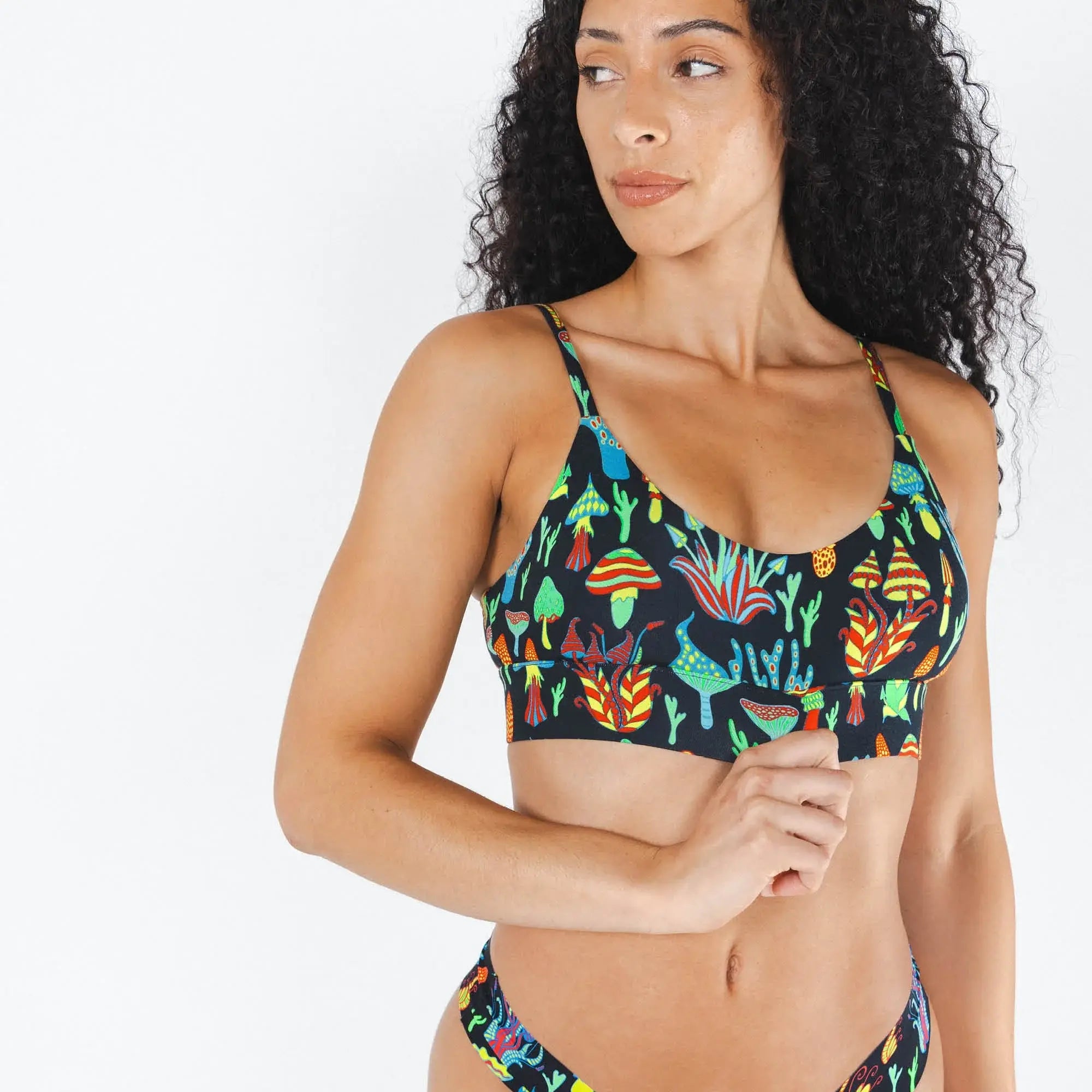 The Super Shroom | Neon Mushrooms Boob Hammock™ Scoop Bralette - Shinesty - Flyclothing LLC