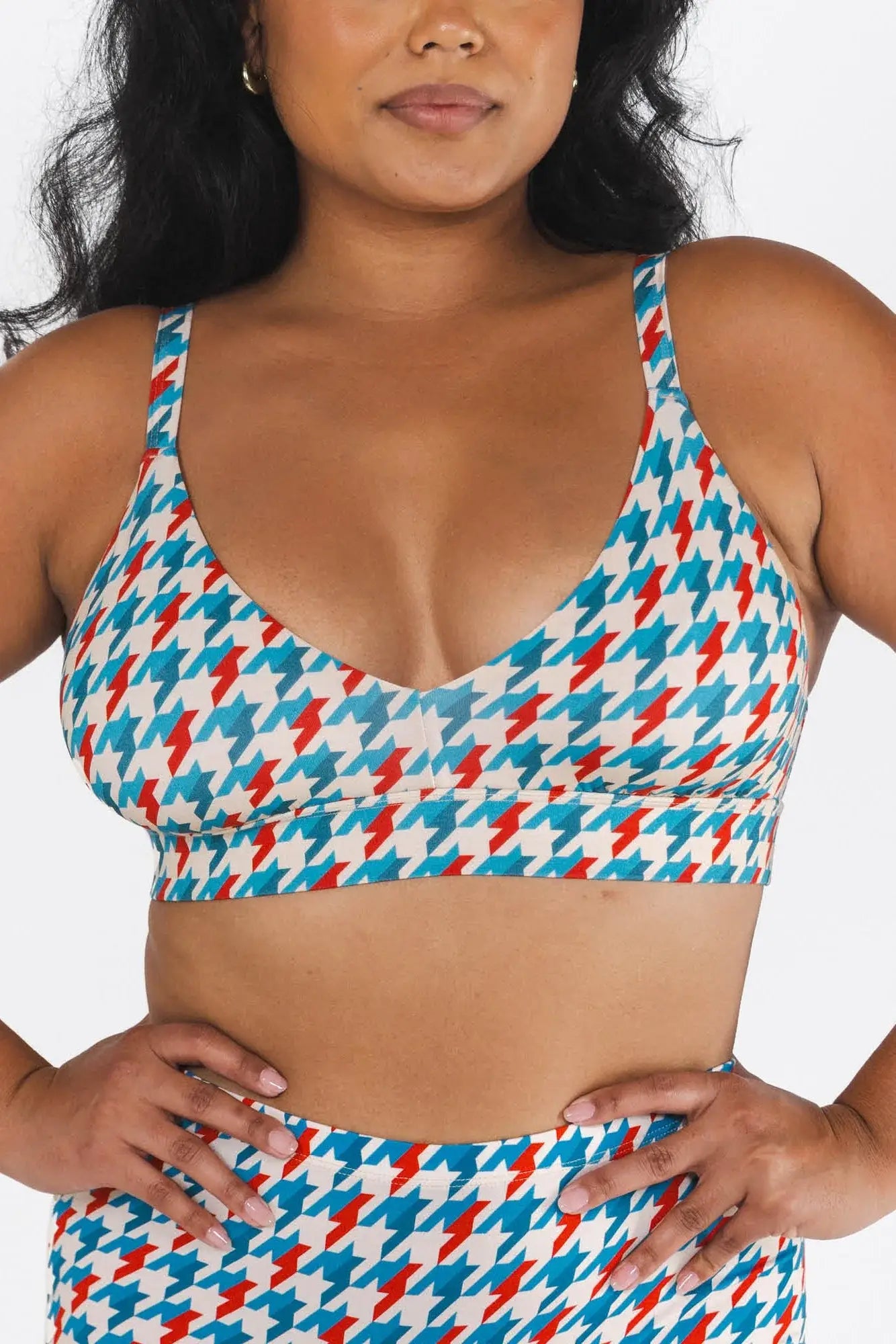The Swanky | Retro Houndstooth Boob Hammock™ Plunge Bralette - Shinesty - Flyclothing LLC