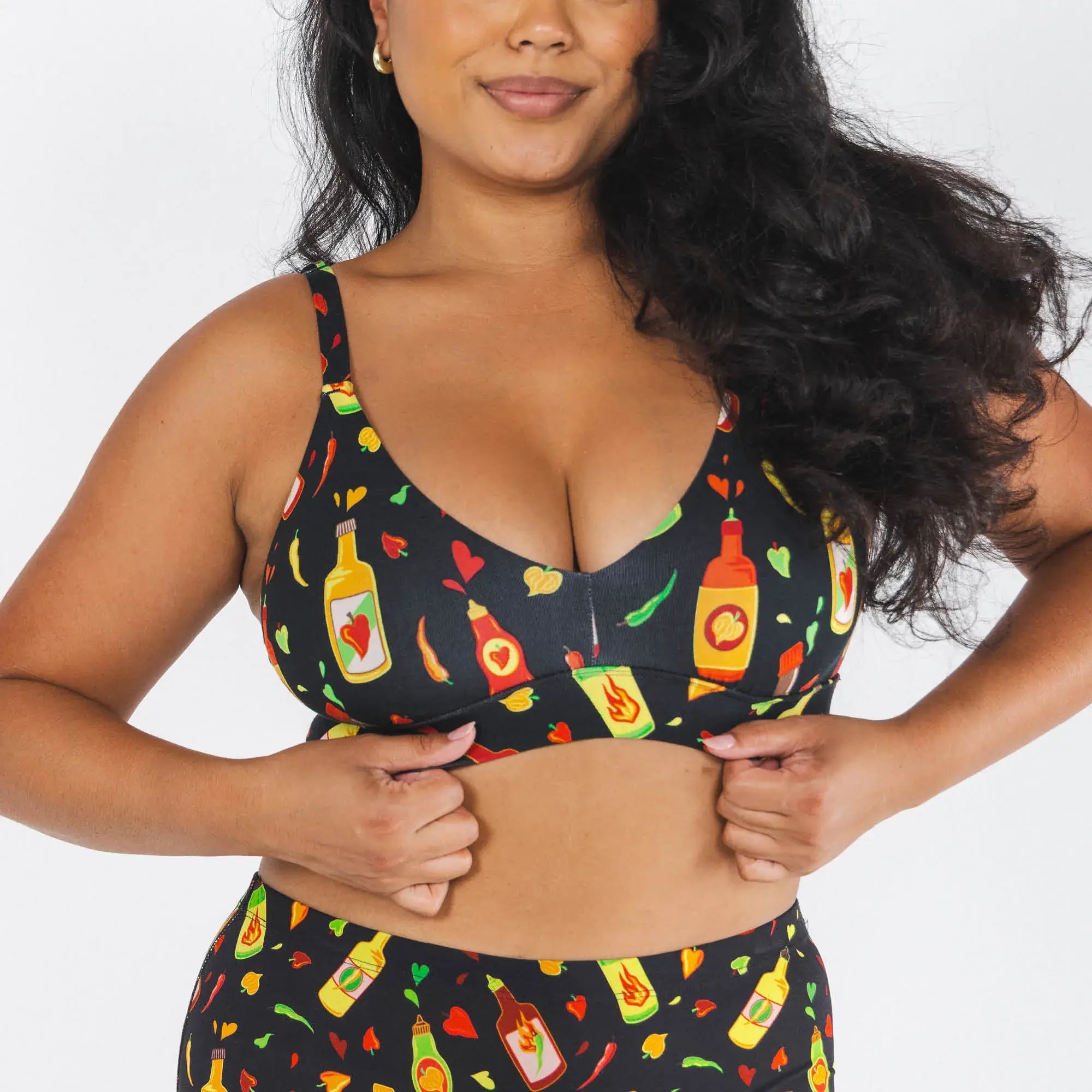 The Gotcha Sriracha | Hot Sauce Boob Hammock™ Plunge Bralette - Shinesty - Flyclothing LLC