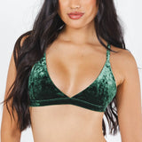 The Extravagance | Dark Green Velvet Triangle Bralette - Shinesty - Flyclothing LLC
