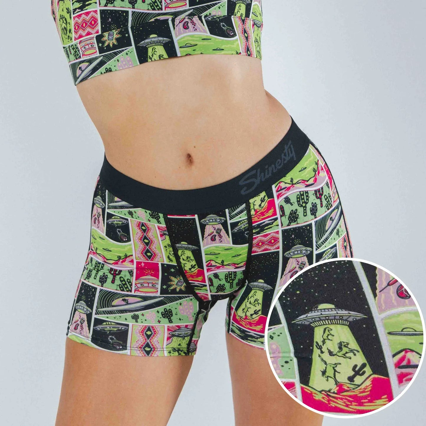 The Area 51 | Retro-Futuristic Alien Women’s Boxers - Shinesty - Flyclothing LLC