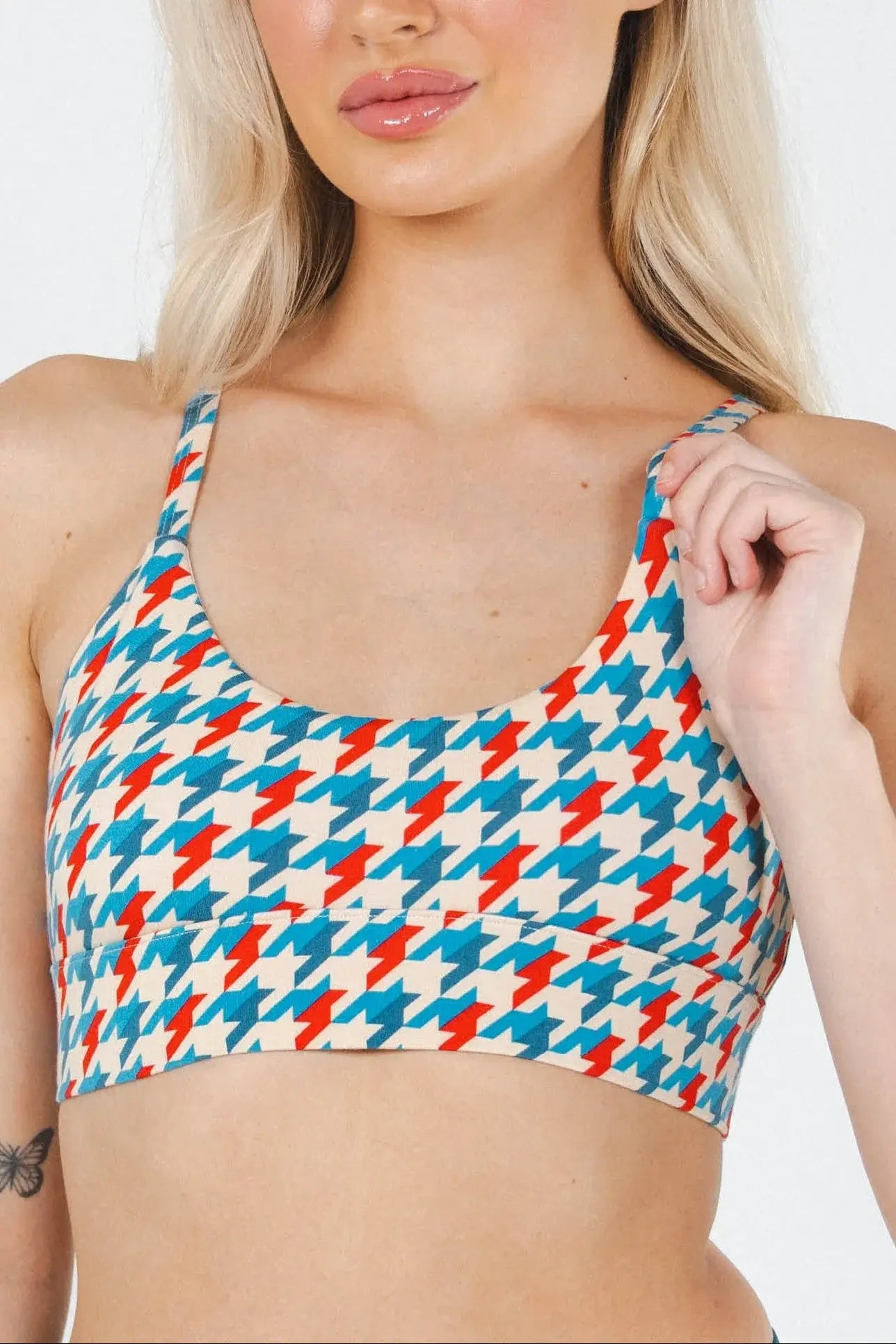 The Swanky | Retro Houndstooth Boob Hammock™ Scoop Bralette - Shinesty - Flyclothing LLC