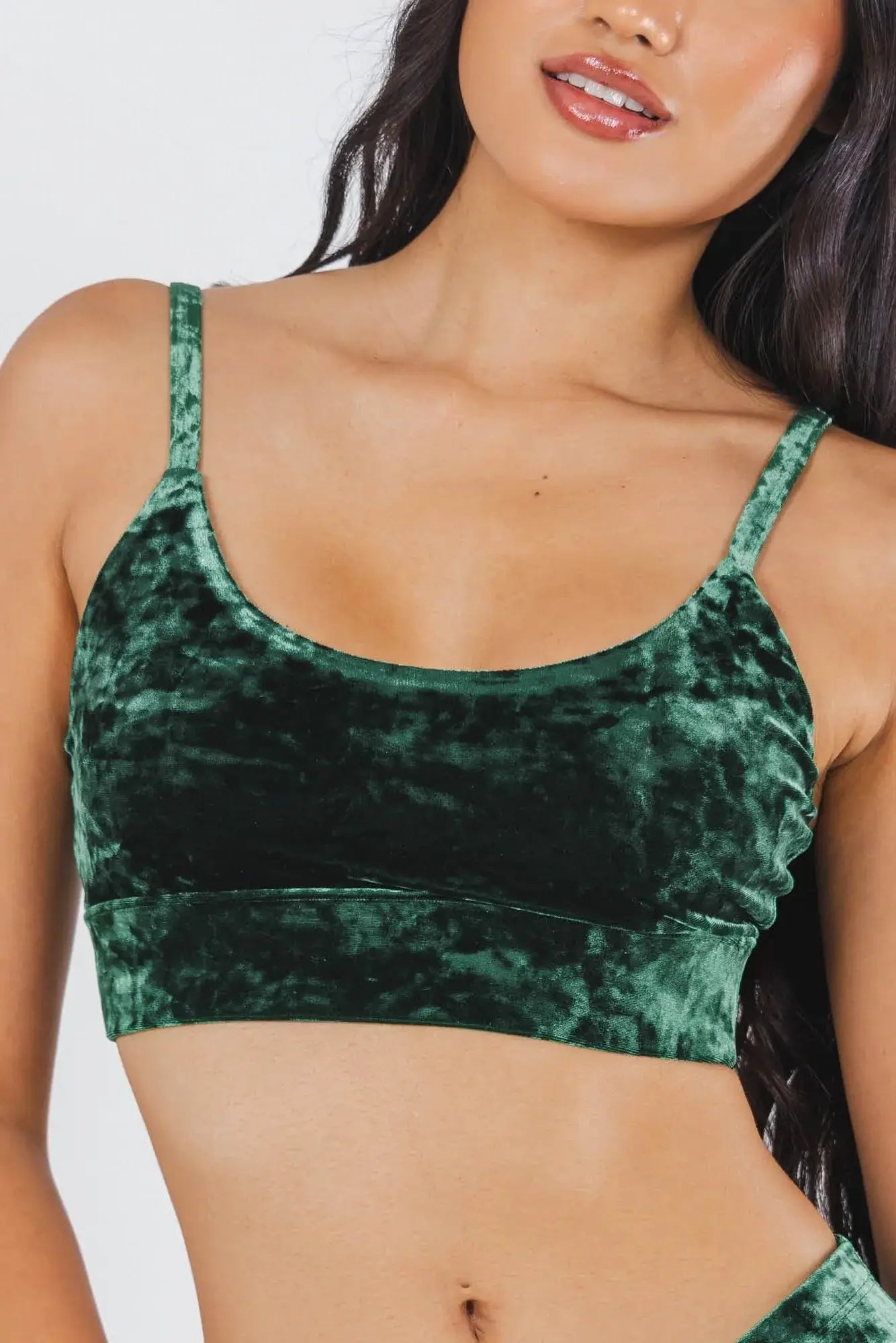 The Extravagance | Dark Green Velvet Bralette - Shinesty - Flyclothing LLC