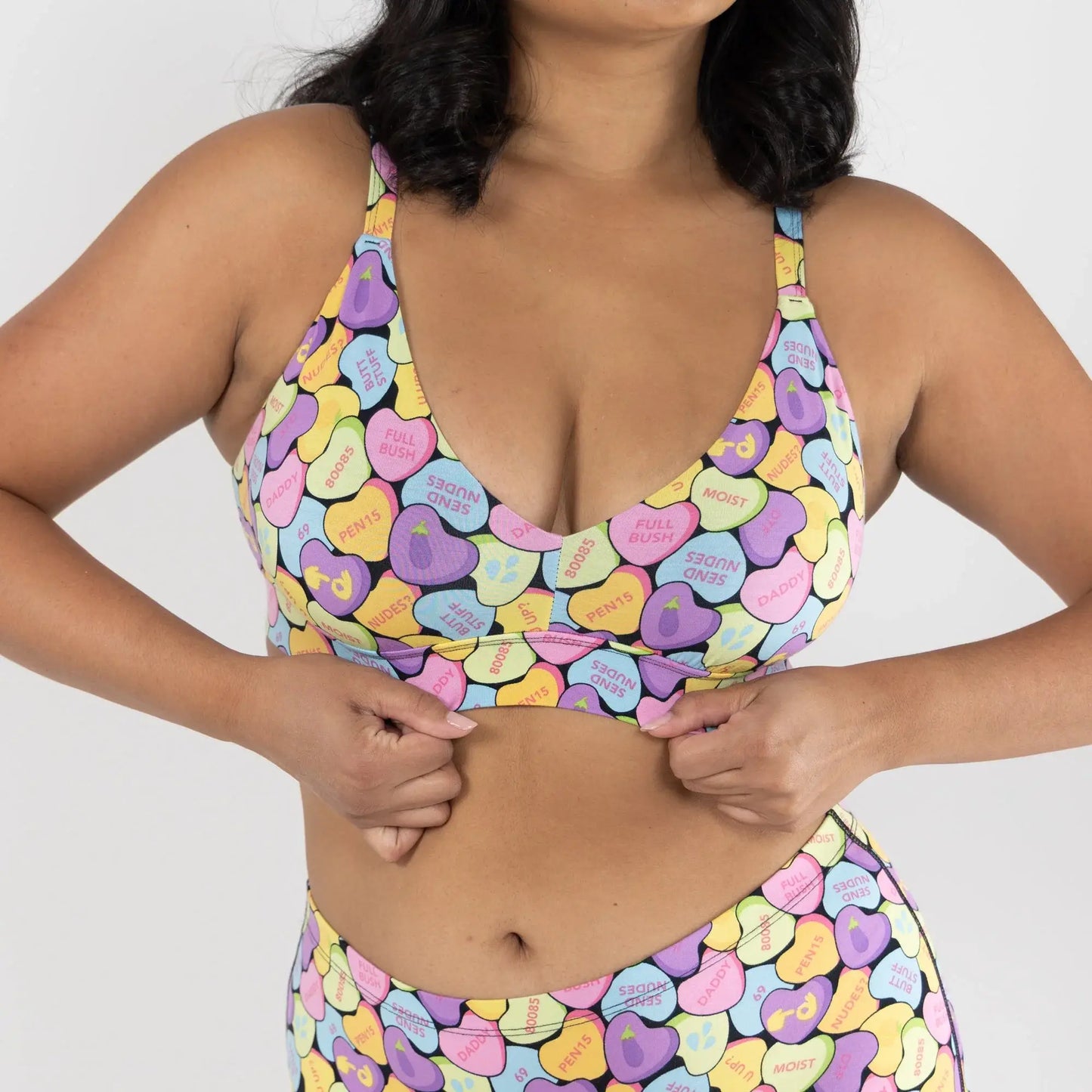 The Candy Crush | Candy Hearts Boob Hammock™ Plunge Bralette - Shinesty - Flyclothing LLC