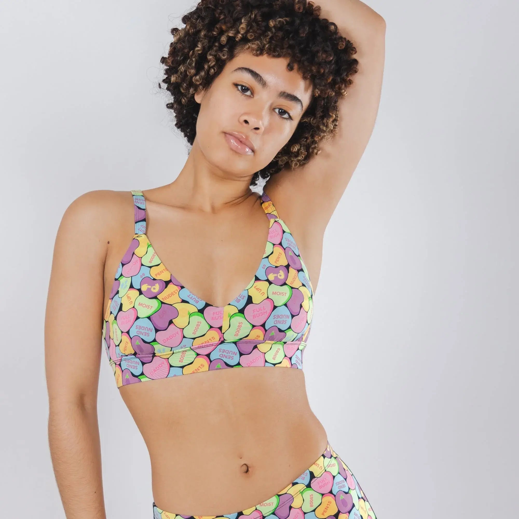 The Candy Crush | Candy Hearts Boob Hammock™ Plunge Bralette - Shinesty - Flyclothing LLC