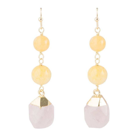 Peaceful Pastel Drop Earrings - Pink & Yellow - Barse Jewelry - Flyclothing LLC