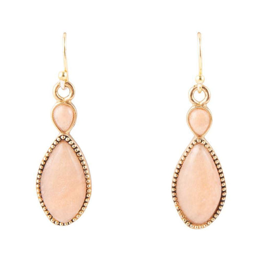 Peach Aventurine and Bronze Drop Earrings - Barse Jewelry - Flyclothing LLC