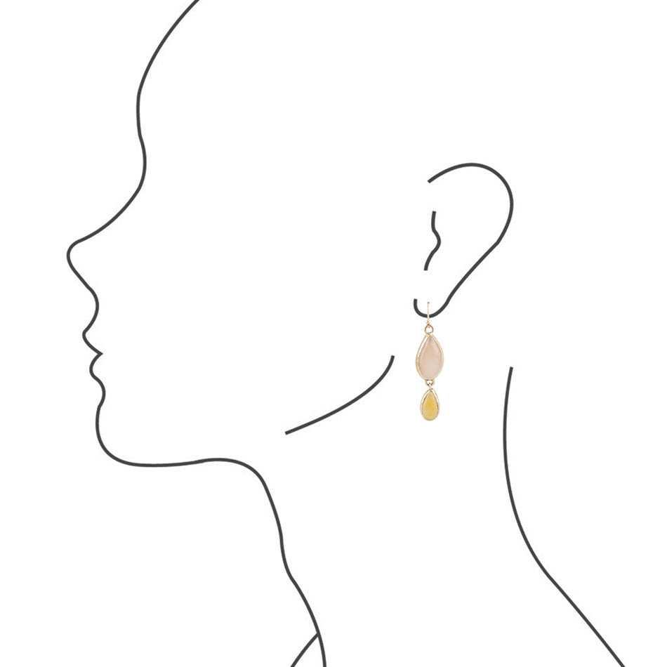 Peach Aventurine and Yellow Jade Drop Earrings - Barse Jewelry - Flyclothing LLC