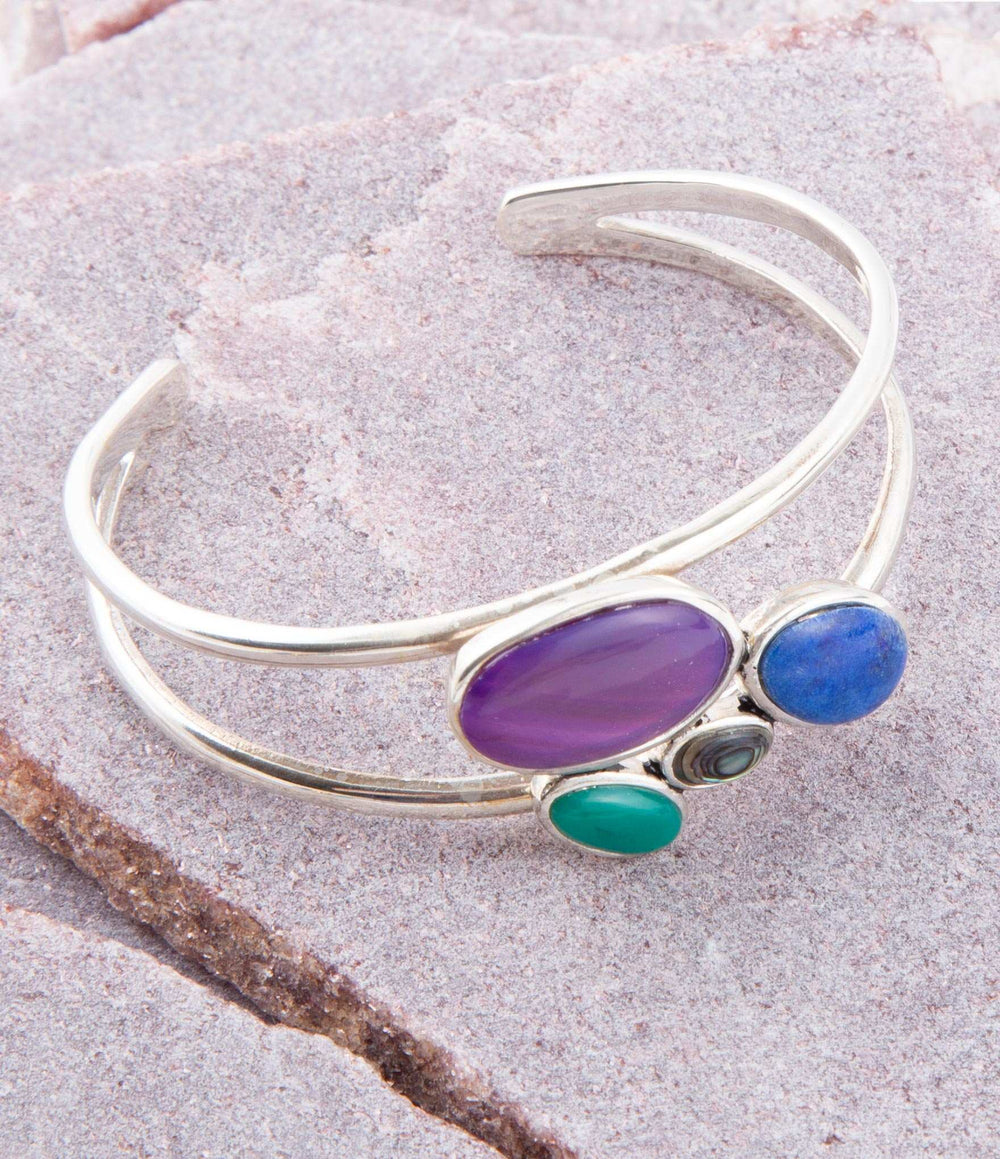 Peacock Multi-Stone and Sterling Silver Cuff Bracelet - Barse Jewelry - Flyclothing LLC
