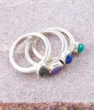 Peacock Colorful Multi-Stone and Sterling Silver Ring Set - Barse Jewelry
