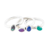 Peacock Colorful Multi-Stone and Sterling Silver Ring Set - Barse Jewelry - Flyclothing LLC