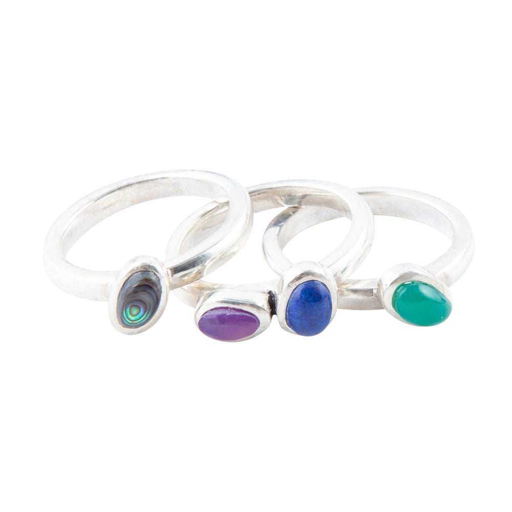 Peacock Colorful Multi-Stone and Sterling Silver Ring Set - Barse Jewelry - Flyclothing LLC