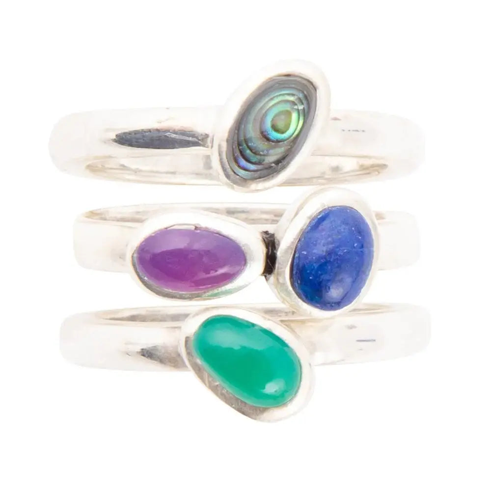 Peacock Colorful Multi-Stone and Sterling Silver Ring Set - Barse Jewelry - Flyclothing LLC