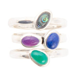 Peacock Colorful Multi-Stone and Sterling Silver Ring Set - Barse Jewelry