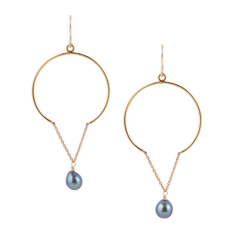 Pearl and Bronze Chain Earrings - Barse Jewelry