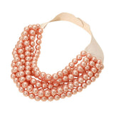 Pearl Beaded Multi Layered Faux Leather Magnetic Necklace - Madeline Love - Flyclothing LLC