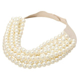 Pearl Beaded Multi Layered Faux Leather Magnetic Necklace - Madeline Love - Flyclothing LLC