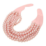 Pearl Beaded Multi Layered Faux Leather Magnetic Necklace - Madeline Love - Flyclothing LLC