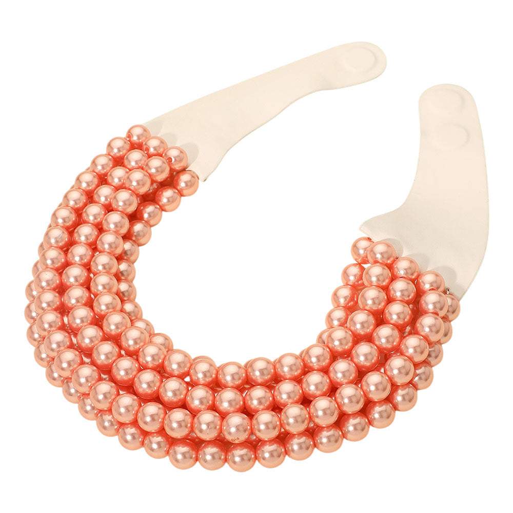 Pearl Beaded Multi Layered Faux Leather Magnetic Necklace - Madeline Love - Flyclothing LLC