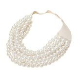 Pearl Beaded Multi Layered Faux Leather Magnetic Necklace - Madeline Love - Flyclothing LLC