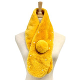 Pearl Embellished Faux Fur Pom Pom Pull Through Scarf - Madeline Love - Flyclothing LLC